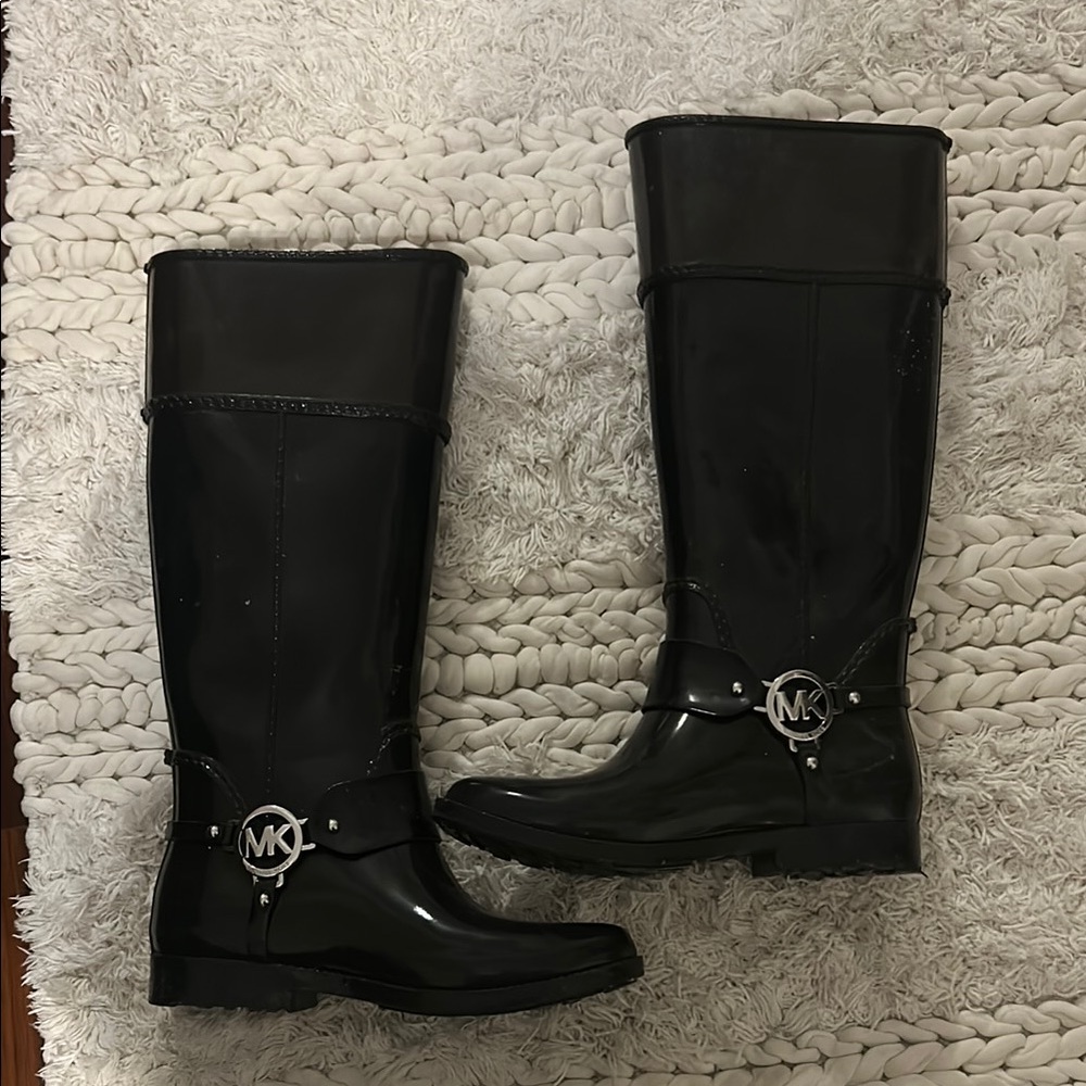 Michael Kors Black Women's Rain Boots, two toned